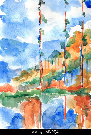 Aquarell Landschaft Hintergrund für Design Stockfoto