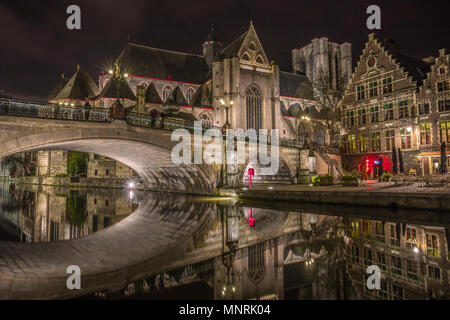 Lichter in Gent, Belgien Stockfoto