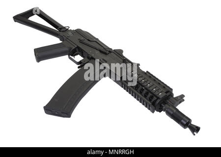 Kalaschnikow AK47 Shorty mit modernen isolierten Update auf Weiß Stockfoto