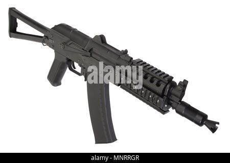 Kalaschnikow AK47 Shorty mit modernen isolierten Update auf Weiß Stockfoto