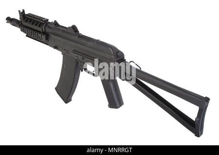 Kalaschnikow AK47 Shorty mit modernen isolierten Update auf Weiß Stockfoto