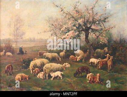 966 Paul Vayson Le Printemps Bergère et ses Moutons Stockfoto