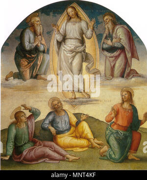 Verklärung zwischen 1497 und 1500. 974 Perugino, trasfigurazione, Collegio del Cambio Stockfoto