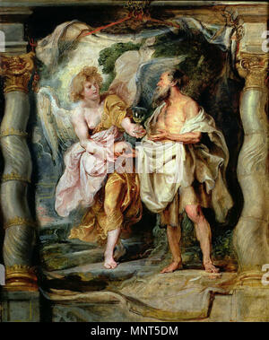 Der Prophet Elia empfangen von Brot und Wasser von einem Engel zwischen 1625 und 1628. 977 Peter Paul Rubens - der Prophet Elia empfangen von Brot und Wasser von einem Engel - WGA 20436 Stockfoto