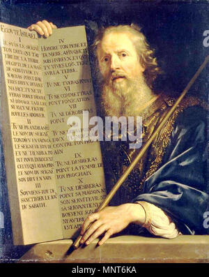 Englisch: Mose mit den Zehn Gebote 1648. 982 Philippe de Champaigne - Mose mit den Zehn Gebote - WGA 04717 Stockfoto