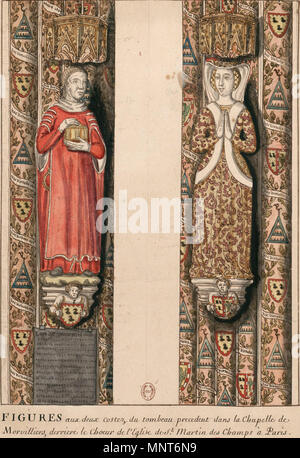 . Français: Philippe de Morvilliers et Jeanne de Drac dans le Choeur de l'Église de St-Martin des Champs. Datum unbekannt. Unbekannt 982 Philippe de Morvilliers et Jeanne de Drac Stockfoto
