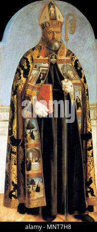 Englisch: Polyptychon des Hl. Augustinus: St Augustine ca. 1465. 986 Piero della Francesca - Polyptychon des Hl. Augustinus - der hl. Augustinus - WGA 17456 Stockfoto