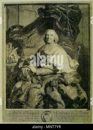 Portrait des französischen Kardinal André Hercule de Fleury (1653-1733) 1730 (Gravur); 1728 (ursprüngliche Lackierung). 987 Pierre Imbert Drevet - Fleury Stockfoto