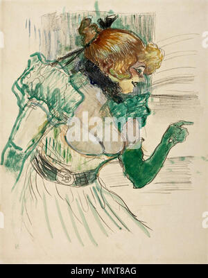 Englisch: Künstler mit grünen Handschuhen - die Sängerin Dolly aus der 'Star' in Le Havre Português: Artista com Luvas Verdes - ein cantora Dolly Sie 'Star' de Le Havre 1899. 1201 Toulouse-Lautrec - Artista com Luvas Verdes Stockfoto