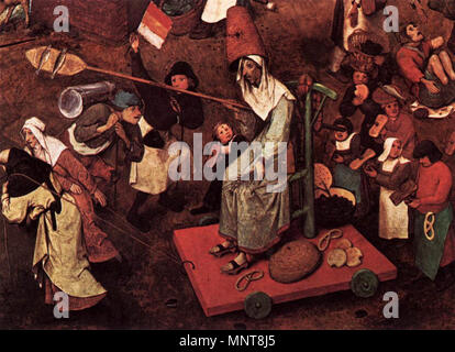 Der Kampf zwischen Karneval und Fastenzeit (Detail) 1559. 990 Pieter Bruegel der Ältere - Die zwischen Karneval und Fastenzeit (Detail) - WGA 3375 Kampf Stockfoto