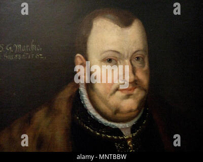 . Englisch: Joachim II. von Brandenburg. English: Kurfürst Joachim II. von Brandenburg. 1562. Johann Batista Perini 720 Joachim II. von Brandenburg fragment zugeschrieben Stockfoto