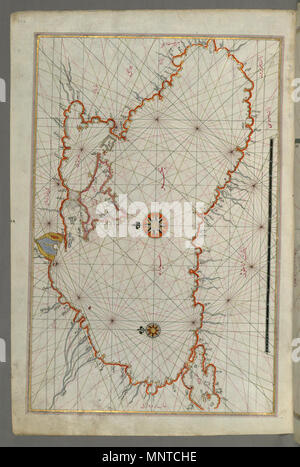 Piri Reis (Türkisch, 1465-1555). "Blatt von Buch Navigation, "17.-18.Jahrhundert. Tinte, Farbe und Gold auf Papier. Walters Art Museum (W. 658.373 A): Erworben durch Henry Walters. W. 658.373 a1003 Piri Reis - Karte der Schwarz meer Küste - Walters W 658373 A-volle Seite Stockfoto
