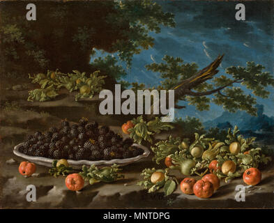 . Español: Bodegón con Plato de Moras, acerolas y avellanas en un paisaje Català: Natura morta amb fruites del Bosc, pintura a l'Oli de Luis Eugenio Meléndez al Museu Del Prado. Madrid. 18. Luis Egidio Meléndez (1716 - 1780) Beschreibung spanischer Maler Geburtsdatum / Tod 1716 1780 Ort der Geburt / Todes Neapel Madrid Standort Madrid Authority control: Q 707478 VIAF: 50050308 ISNI: 0000 0000 7822 3184 ULAN: 500012595 LCCN: n 83199949 WGA: MELÉNDEZ, Luis WorldCat 882 Melendez - Natura morta amb fruites del Bosc Stockfoto