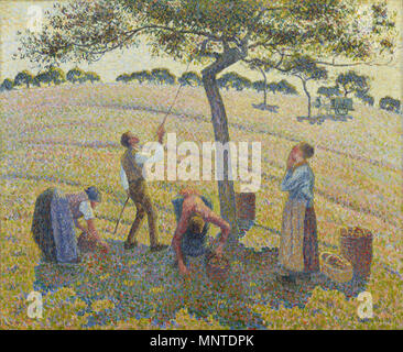English: Apfelernte in Eragny Englisch: Apple Harvest bei Eragny Français: La Récolte des Pommes à Cergy 1888. 1007 Apfelernte von Camille Pissarro Stockfoto