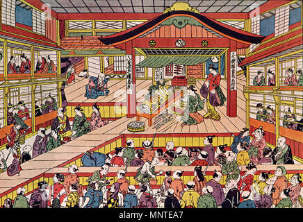 . 日本語: 奥村政信 芝居浮繪 画' 'に描かれた寛保年間の葺屋町市村座。 Englisch: shibai Ukie von masanobu Okumura, Darstellung des Kabuki-za Theater Ichimura in seinen frühen Tagen. 寛保年間/um 1741 - 44. Okumura Masanobu (1686 - 1764) Beschreibung der Japanischen Maler Geburtsdatum / Tod 1686 1764 Behörde: Q 3350120 VIAF: 96574409 ISNI: 0000 0000 8284 1241 ULAN: 500121074 80126433 LCCN: n GND: 133885623 WorldCat 1115 Shibai Ukie von masanobu Okumura Stockfoto