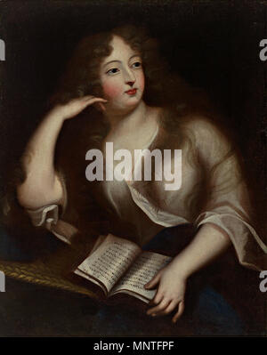 . Portrait einer jungen Dame mit Buch. Öl/Lwd. 82,5 x 65 cm. Deutsch, 1. Lehrwerk 18. Jh. 18. Anonyme 1016 Portrait einer jungen Dame mit Buch D 18. Jh Stockfoto