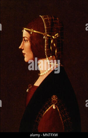 Bildnis einer Dame Alternativer Titel (s): Porträt von Beatrice d'Este? Zwischen ca. 1485 und ca. 1500. 1016 Bildnis einer Dame - Ambrogio De Predis Stockfoto