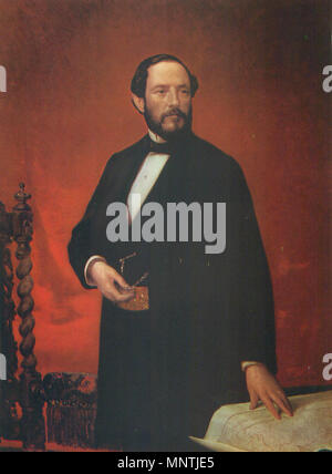 Juan Prim y Prats, Marqués de los Castillejos. Español: Retrato del General Juan Prim y Prats (1814-1870), Conde de Reus, Marqués de los Castillejos y vizconde del Bruch. Llegó a ser Presidente del Consejo de Ministros de España y en su vida Militar participó en la Primera Guerra Carlista y en la Guerra de África, donde mostró relevantes dotes de Mando, Valor y temeridad. Tras la Revolución de 1868 se convirtió en Uno de Los más influyentes políticos de España, patrocinando La entronización de La Casa de Saboya en la Persona de Amadeo ich de España, Pero fue asesinado Poco antes de que Amadeo Stockfoto