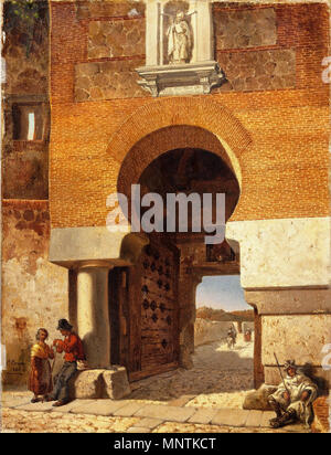 1032 Puerta árabe de la Plaza de Armas en el Puente de Alcántara de Toledo (Museo del Prado) Stockfoto