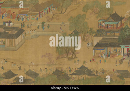 Qingming in Kürze 清明易簡圖. Dieser zeigt einen Abschnitt der Qingming in Kürze. Ming-dynastie (1368 - 1644). 1034 Qingming in Kürze 13. Stockfoto