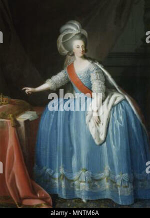 Portrait von Maria ich von Portugal (1734-1816) aus dem 18. Jahrhundert. 1035 Königin Maria I. von Portugal (1734-1816) in einem Gemälde aus dem 18. Jahrhundert Stockfoto