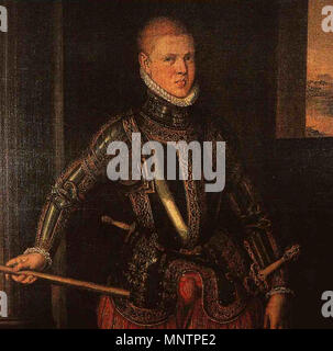 El rey Sebastián ich de Portugal. Español: Retrato del rey Sebastián ich de Portugal (1554-1578), Que fue póstumo hijo del Infante Juan Manuel de Portugal y de la infanta Johanna von Österreich, hija a su vez del Emperador Carlos I de España. Englisch: Sebastian König von Portugal (1554-1578). . 1572. 1045 Rei Dom Sebastião Stockfoto