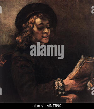 Titus van Rijn, der Sohn des Künstlers, Lesen ca. 1656-1657. 1050 Rembrandt - Titus Lesen - WGA 19169 Stockfoto