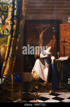 . Allegorie auf Glauben. zwischen 1671 und 1674. Johannes Vermeer (1632 - 1675) Alternative Namen Johannes van der Meer, Jan Vermeer, Jan Vermeer van Delft, Johannes Reyniersz. Vermeer Beschreibung niederländischen Maler und Kunsthändler Geburtsdatum / Tod 31. Oktober 1632 (Taufen) vom 15. Dezember 1675 (unterirdisch) Ort der Geburt / Todes Delft Delft Arbeiten Zeitraum 1653-1675 Arbeit Ort Delft (1653-1675) Kontrolle: Q 41264 VIAF: 51961439 ISNI: 0000 0001 0901 268 X ULAN: 500032927 79006488 LCCN: n NLA: 35580238 WorldCat 1230 Vermeer - Allegorie op het Geloof (1671-1674) Stockfoto