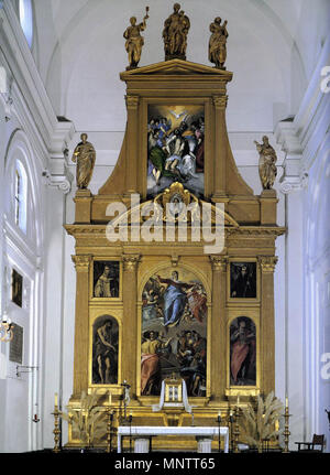 Retablo Mayor de la Iglesia del Monasterio de Santo Domingo El Antiguo. Español: Este retablo fue realizado Por El Greco entre 1577 y 1579. Von 1577 bis 1579. 1055 Retablo mayor Santo Domingo El Antiguo Stockfoto