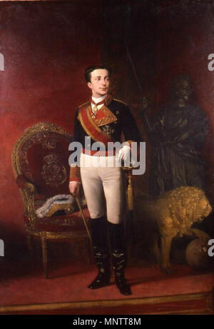 Retrato del Rey Alfonso XII de España. Español: Retrato del Rey Alfonso XII de España (1857-1885), vestido con uniforme de capitán General y portando el Collar de la Orden del Toisón de Oro. . 1876. 1055 Retrato de Alfonso XII. Museo de Historia de Madrid Stockfoto