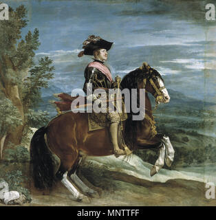 Equestrian portrait von Philipp IV. Español: Retrato ecuestre del rey Felipe IV de España (1601-1665), Que fue hijo del rey Felipe III de España y de la Reina Margarita de Österreich. . Von 1635 bis. 1056 Retrato de Felipe IV A caballo Stockfoto