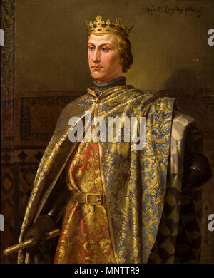 Pedro I de Castilla. Español: Retrato imaginario del rey Pedro I de Castilla (1334-1369), Que fue hijo de Alfonso XI de Castilla y de la Reina María de Portugal. Este monarca, que fue apodado el Grausame por sus enemigos y el Justiciero por sus partidarios, gobernó Castilla desde 1350 Hasta su asesinato en 1369 tras su derrota de La Batalla de Montiel, y vinculado estuvo Siempre a la Ciudad de Sevilla y su Real Alcázar. Y El Pintor Joaquín Domínguez Bécquer se inspiró para realizar Este retrato en Las crónicas coetáneas al Monarca que describen Como lo Blanco de Piel, de Rostro majestuoso y c Stockfoto