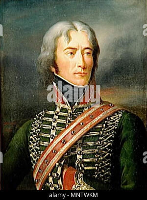 Français: Antoine Richepanse (1770-1820) en uniforme de Leutnant. Français: Antoine Richepanse en uniforme de Lieutenant au1er Régiment de Chasseurs à Cheval en 1792 (1770-1820). 1834. 1061 Antoine Richepanse (1770-1802) Stockfoto