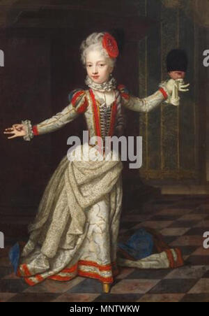 . Englisch: Erzherzogin Maria Amalie (1701-1756) im Tanz Kleid mit einer Maske in der Hand. 1709. 1061 Richter - Maria Amalia von Österreich - Kunsthistorisches Museum Stockfoto