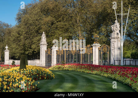 Kanada Tor am Eingang zum Green Park im Frühling, Buckingham Palace, London, England, Großbritannien Stockfoto