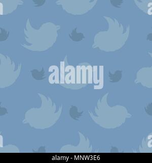 Nahtlose Muster von Vögel auf einem Pastell-blaue Hintergrund. Der dompfaff Muster Stock Vektor