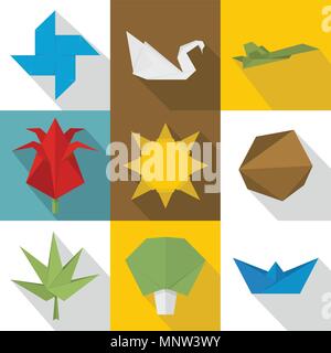 Sammeln von Papier eingestellt Icons, flacher Stil Stock Vektor