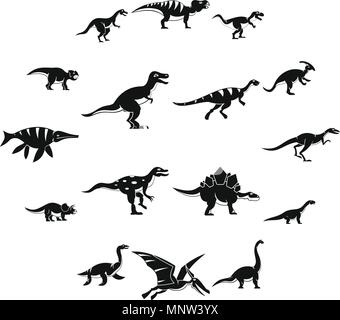Dinosaurier Symbole gesetzt, einfachen Stil Stock Vektor