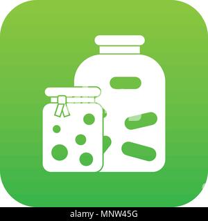 Gläser mit eingelegtem Gemüse und Marmelade Symbol Digital Green Stock Vektor