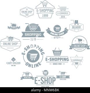 Shopping Logo Symbole gesetzt, einfachen Stil Stock Vektor