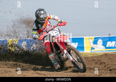 Preston, Lancashire. 19. Mai 2018. Die Creme der britischen Motocross Talent wird zur Rennstrecke in Preston in Lancashire Docks für die Michelin MX Staatsangehörigen. Die "Staatsangehörige" bietet ein ganzes Wochenende im Rennen mit 26 Rennen über zwei Tage und Klassen Catering für SW/BW 85, MXY 1 und 2, MX1 und MX2 Clubman bis hin zu der Pro MX1 und MX2' am Schnellsten 40'; ist die Bühne für ein actionreiches Programm der Britischen Meisterschaft racing ganz oben auf sein Spiel einstellen. Credit: cernan Elias/Alamy leben Nachrichten Stockfoto