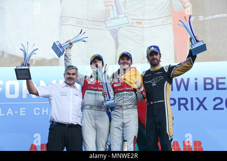 Berlin, Deutschland. 19. Mai 2018. Berlin, das Podium mit Daniel Abt des Audi-Sport gewinnen im Flughafen Tempelhof Flughafen Berlin E-Prix. 19.05.2018, Berlin, Deutschland Quelle: Unabhängige Fotoagentur Srl/Alamy leben Nachrichten Stockfoto