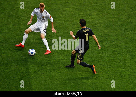 Chester, Pennsylvania, USA. 19 Mai, 2018. JUSTEN FROH, (15) von Real Salt Lake in Aktion gegen die von der Union ALEJANDRO BEDOYA, (11), während des Spiels in der Chester Pa Credit: Ricky Fitchett/ZUMA Draht/Alamy leben Nachrichten Stockfoto