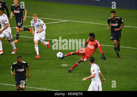 Chester, Pennsylvania, USA. 19 Mai, 2018. Die Union ANDRE BLAKE, (18), in der Tätigkeit während des Spiels zwischen der Union und Real Salt Lake in Chester Pa Credit: Ricky Fitchett/ZUMA Draht/Alamy leben Nachrichten Stockfoto