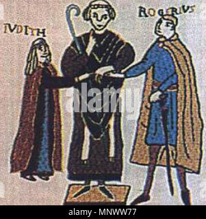 . Englisch: Hochzeit von Roger I. von Sizilien und Judith d'Evreux Español: Matrimonio de Lurdes ich de Sicilia y Judith de Évreux. 21 Juni 2013, 14:56:44. Ein Künstler aus dem Château de Créances, Normandia 1070 Roger I. von Sizilien und Judith d'Evreux Stockfoto
