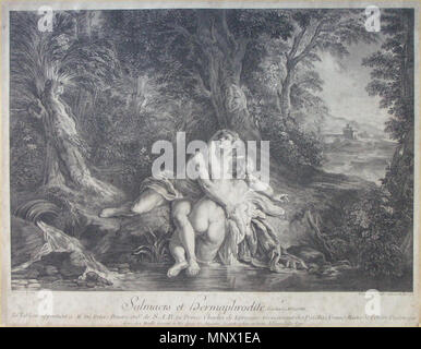 . Englisch: 'Salmacis et Hermaphrodit" von Jean Daullé nach Jean François de Troy veröffentlicht 1762. 1762. Jean Daullé (1703-1763) 1086 Salmacis et Hermaphrodit - Daulle Stockfoto