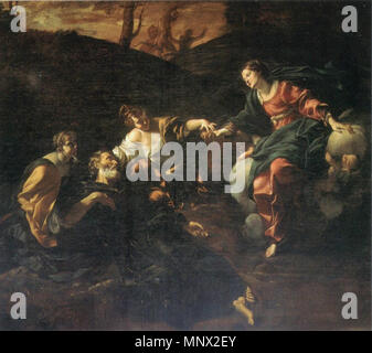 . Italiano: San Guglielmo d'Aquitania assistito dalla Madonna. 1616. Giovanni Lanfranco - Basilica di Sant'Agostino in Campo Marzio, Roma 1091 San Guglielmo d'Aquitania assistito dalla Madonna - Lanfranco Stockfoto