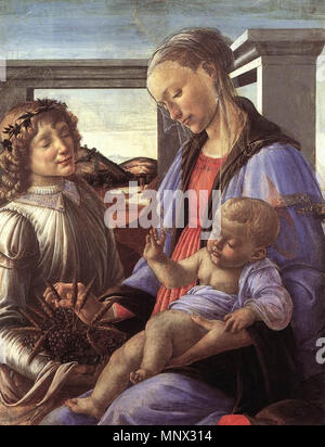 Englisch: Madonna mit Kind und ein Engel ca. 1470. 1093 Sandro Botticelli - Madonna mit Kind und ein Engel - WGA 02694 Stockfoto