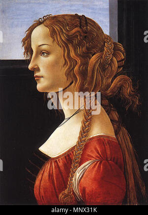Porträt einer jungen Frau nach 1480. 1093 Sandro Botticelli - Bildnis einer jungen Frau - WGA 2797 Stockfoto