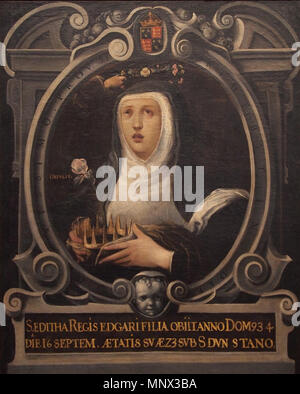 . Español: Santa Editha (Edith von Wilton). Obra de Juan de Roelas, C. 1605. Iglesia de San Miguel und San Julián, Valladolid. 26. April 2014. Juan de Roelas 1094 Santa Editha - Juan de Roelas 20140426 Stockfoto